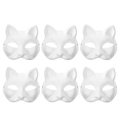 LOGOFUN 10 Pcs Cat Masks for Kids Therian Mask White Paper Blank DIY  Unpainted Animal Mask Cosplay Halloween Masquerade Party Costume Accessories