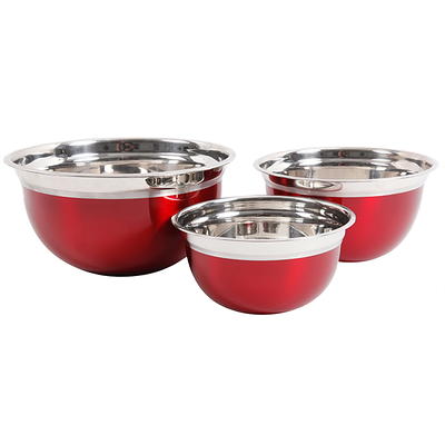 Kitchenaid BPA-Free Plastic Set of 3 Mixing Bowls with Soft Foot in Red