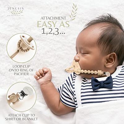 Jenesis Baby Silicone Pacifier and Pacifier Clip Set 4 Pacifiers