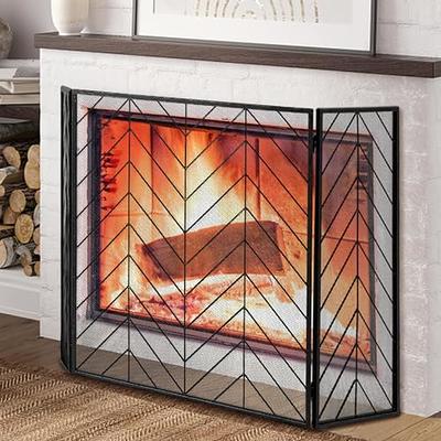 Black Fireplace Screen with Doors Fireplace Cover Screen Fireplace Screens  Decorative Large Flat Guard Fire Screens Metal Mesh Wrought Iron Fire Place  Panels Wood Burning Stove Accessories Auction