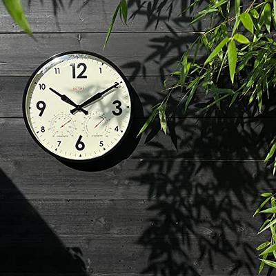 12 Inch Indoor Outdoor Clock Thermometer Combo Waterproof Wall