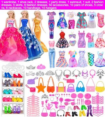ZITA ELEMENT 11 Pcs American Doll Clothes Dress and Accessories for 18 inch  Doll - 5 Sets Doll Outfits + 2 Pairs Random Style Shoes for 18 Inch Doll