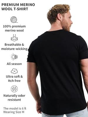 Merino.tech Merino Wool T-Shirt Mens - 100% Organic Merino Wool Undershirt  Lightweight Base Layer + Hiking Wool Socks (Medium, Black Ink) - Yahoo  Shopping