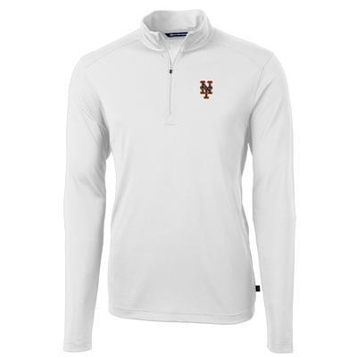 Women's Cutter & Buck Heather Gray Cincinnati Bengals Helmet Logo DryTec Virtue Eco Pique Recycled 3/4-Sleeve Half-Zip Pullover Hoodie