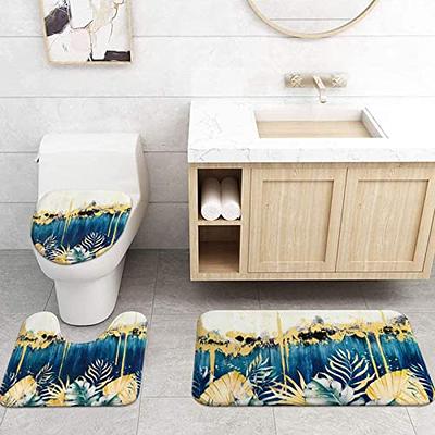 4 Pcs Shower Curtain Set Marble Black Gold Ombre Luxury Abstract Fluid  Modern With Non Slip Rugs Toilet Lid Cover And Bath Mat Bathroom Decor Set  72