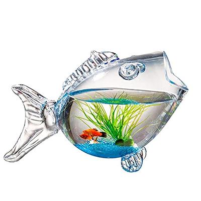 Acrylic Mini Fish Tank,Creative Wood Desktop Mini Aquarium Tank