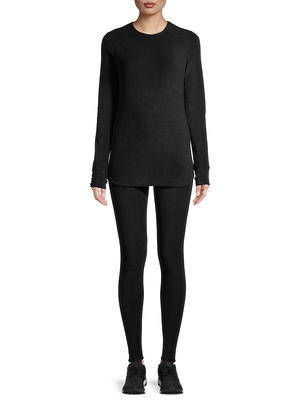 ClimateRight by Cuddl Duds Women's Stretch Fleece Long Sleeve Crew Neck Top  & Legging Base Layer Set, Sizes XS to 4XL - Yahoo Shopping