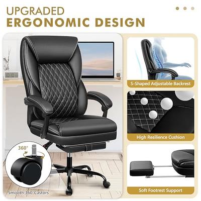 BestEra Office Chair, Big and Tall Office Chair Executive Office Chair with  Foot Rest Ergonomic Office Chair Home Office Desk Chairs Reclining High Back  Leather Chair with Lumbar Support (Black) - Yahoo