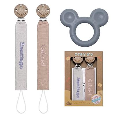 TYRY.HU Personalized Pacifier Clip with Name, Embroidery Webbing Pacifier  Holder for Baby Girls and Boys, Neutral Binky Clips Universally Fit All  Pacifiers & Baby Toys, Baby Gift, 2 Pack(Blue, Green) - Yahoo