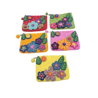 Small Zippered Pouch, Zipper Coin Purse, Gift Card Holder, Flowers