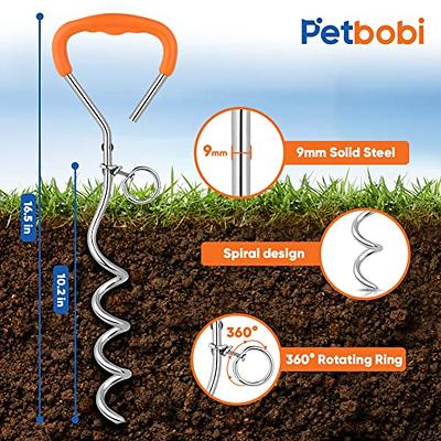 Petbobi Dog Tie Out Stake, 16” Heavy Duty Dog Anchor for Yard