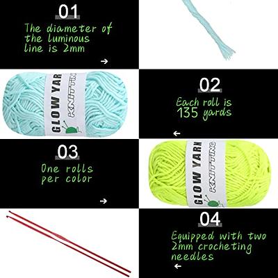  Glow in The Dark Yarn 2 Rolls, Glow Yarn for