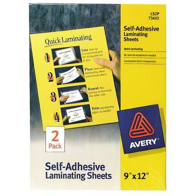 Avery Clear Laminating Sheets, 9 x 12, Permanent Self-Adhesive, 2 Packs,  100 Self-Laminating Sheets Total (46043)