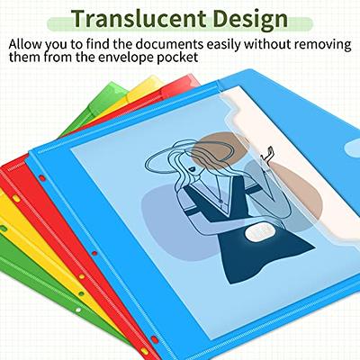  NatureTouch 12Pcs Binder Pocket, Clear Binder Organizer File  Folders For 3 Ring, A4 / Letter Size Poly Document Envelopes Pouch