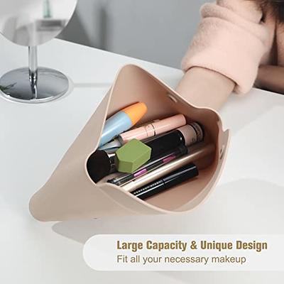 Mengji Life Travel Makeup Brush Holder, Makeup Brush Bag Case Container,  Cosmetic Pouch, Toiletry Organizer, Silicone Small Makeup Bag for Purse