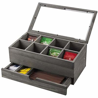 Gray Wood Tea and Condiment Organizer Storage Caddy with