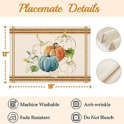 Placemats Set of 6, Fall Leaf Pumpkin Heat Resistant Dining Table