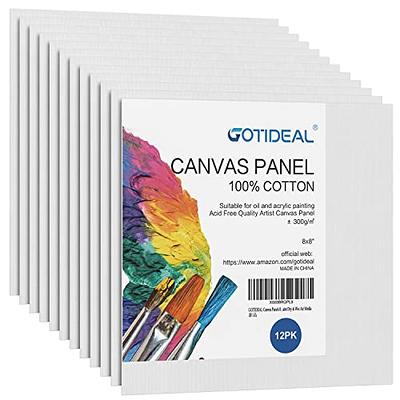 PHOENIX Watercolor Canvas Panels 8x10 Inch, 12 Pack - 8 Oz Triple Primed  100% Cotton Acid Free Canvases for Painting, Blank Flat Canvas Boards for