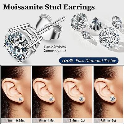 Amazon.com: 9/10 Carat Solitaire Diamond Stud Earrings White Gold Round  Brilliant Shape 4 Prong Push Back (J Color, I1 Clarity): Clothing, Shoes &  Jewelry