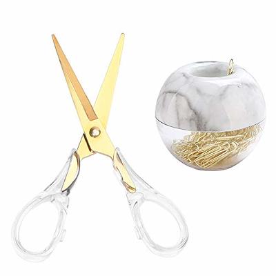 Marble Magentic Paper Clip Holder Dispenser(with 100pcs Gold Paperclips) +  Acrylic Gold Scissors Desk Accessories Office Supplies Set(Clear Gold) -  Yahoo Shopping