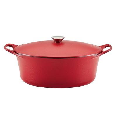 Rachael Ray NITRO Cast Iron Frying Pan/Skillet with Helper Handle and Pour  Spouts, 12 Inch, Red