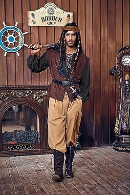  Mens Lace Up Pirate Shirt Renaissance Medieval Costume Pirate  Blouse Poet Shirt Steampunk Gothic Top Holloween Cosplay Costume Beige L :  Clothing, Shoes & Jewelry