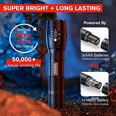 PeakPlus LED Tactical Flashlights High Lumens, Zoomable, 5 Modes Bright LED  Flashlights for Emergencies, Camping, Outdoor LED Flash Lights Battery