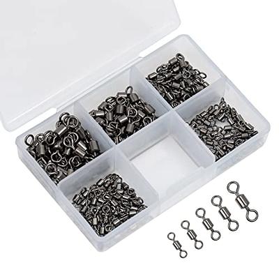 Goture 100 Pcs Fishing Barrel Swivels,Stainless Steel Diamond Shaped Round  Swivels,Dual-End Design for Barrel Swivels Fishing Saltwater Freshwater