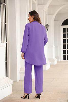 Zongqiven Womens 3 Piece Elegant Evening Pant Suits Mother of The Groom  Bride Wedding Formal Outfits Sets Purple - Yahoo Shopping