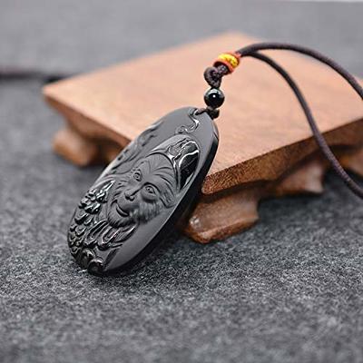 Reiki Healing Crystal Studded Black Obsidian Pendant Necklace Used to Split  Bronze Voodoo Balance Pointe Pendant,