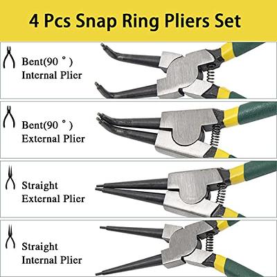 ABN 4pc 7in Heavy Duty Snap Ring Pliers Set - Removal Tools with .067in  Tips 