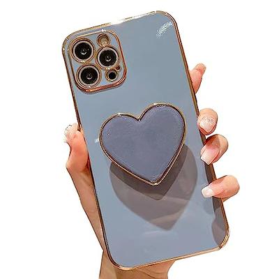 Compatible with iPhone 13 Mini Case for Women, Bronzing Luxury Heart Phone  Case Cute Side Small Pattern Soft TPU Shockproof Full Camera Lens