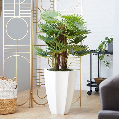 Nearly Natural Indoor Boston Artificial Fern in White Planter 6308 - The  Home Depot