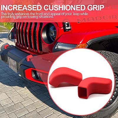 Black Factory Bumper Tow Hook Covers Fit for Jeep Wrangler JK JL &  Gladiator JT 2007-2023 Front Bumper, Add Cushioned Grip to Tow Strap  Recovery