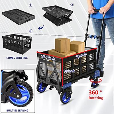 LEADALLWAY Platform Truck Hand Truck Large Size Foldable Dolly Cart for Moving Easy Storage and 360 Degree Swivel Wheels 880lbs Weight CAPA