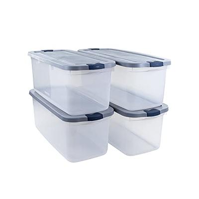 Rubbermaid Roughneck Clear 50 Qt/12 Gal Storage Containers, Pack of 5 with  Latching Grey Lids, Visible Base, Sturdy and Stackable, Great for Storage