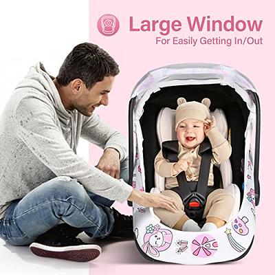 CozyBaby Original Infant Car Seat Cover w/Dual Zippers & Elastic Edge, Pink  