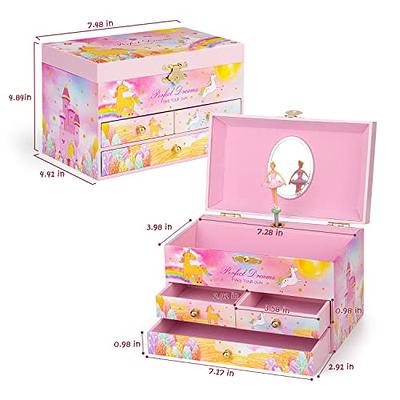 efubaby Musical Jewelry Box for Girls, Unicorn Necklace & Bracelet Set with  3 Pullout Drawers Spinning Ballerina Jewelry Box for Girls Kids Christmas  Birthday Gift Waltz of Flowers Tune, Colorful - Yahoo Shopping