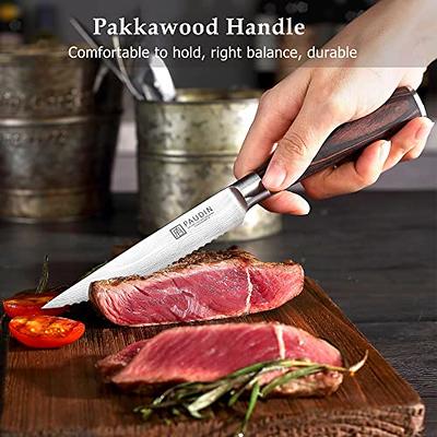 PAUDIN Steak Knives Set of 6, Kitchen Steak Knife 4.5 Inch, High Carbon  Stainless Steel Steak Knives, Serrated Steak Knife with Pakkawood Handle,  Dinner Knives with Gift Box - Yahoo Shopping