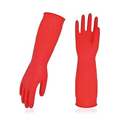 HSL Household Cleaning Gloves - 2 Pairs Reusable Kitchen Dishwashing Gloves  with Latex Free, Cotton lining, Waterproof, Non-Slip, Ideal for Dishes