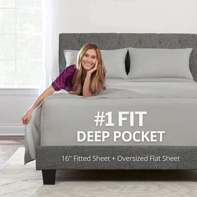 Empyrean Bedding Double Brushed Microfiber 14 inch - 16 inch Deep Pocket Fitted Sheet, Twin, Charcoal Gray