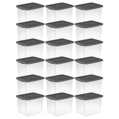 Sterilite ShelfTotes 50 Quart Clear Latched Plastic Storage