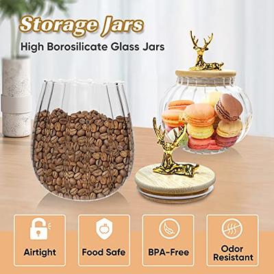 ComSaf Glass Spice Jars with Bamboo Lids, Clear Containers, 8 oz