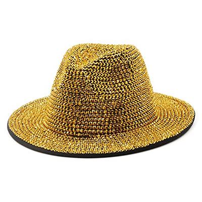 Rhinestone Fedora Hat Woman Handmade Bright Rhinestone Jazz Top Hat Fall  Winter Wide Brim Panama Hat Men Nightclub Hat - Yahoo Shopping