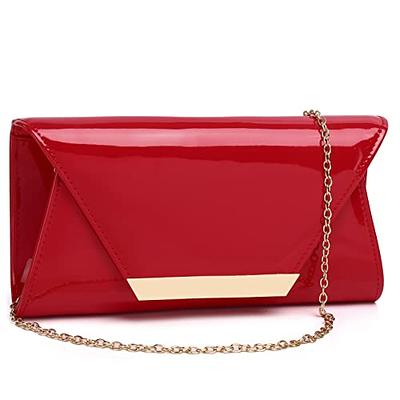 Glossy Envelope Evening Clutch Faux Patent Leather Women Chain Should –  Hoxis Bags