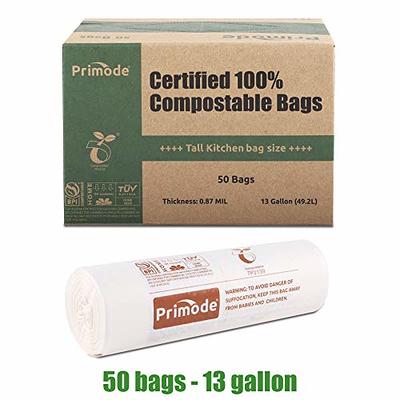 SUPERBIO 13 Gallon Compostable Handle Tie Trash Bags, 30 Count, 2 Pack,  Leakage Proof Tall Kitchen Garbage Bags Certified by BPI and OK Compost  Home