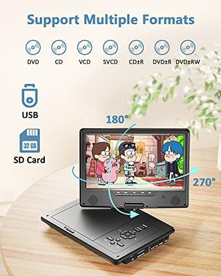  10.5 Dual Portable DVD Player, Arafuna Rechargable Car Screen  Play A Same or Two Different Movies, Headrest for Car with 5-Hour Battery,  Support USB/SD, Last Memory : Electronics