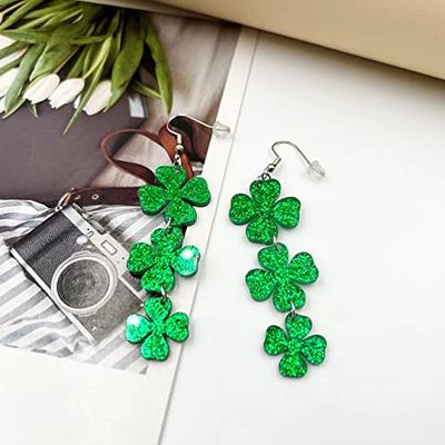 shamrock earrings St Patricks Day earrings dangle jewelry green 4