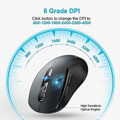 TECKNET Wireless Mouse, 2.4G USB Computer Mouse with 6-Level Adjustabl