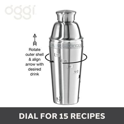 OGGI Stainless Steel Double Jigger Bar Shot Measure with Recipes - Silver